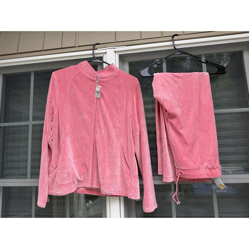 Talbots Y2K pink velour Track Suit Size Large petite New with tags